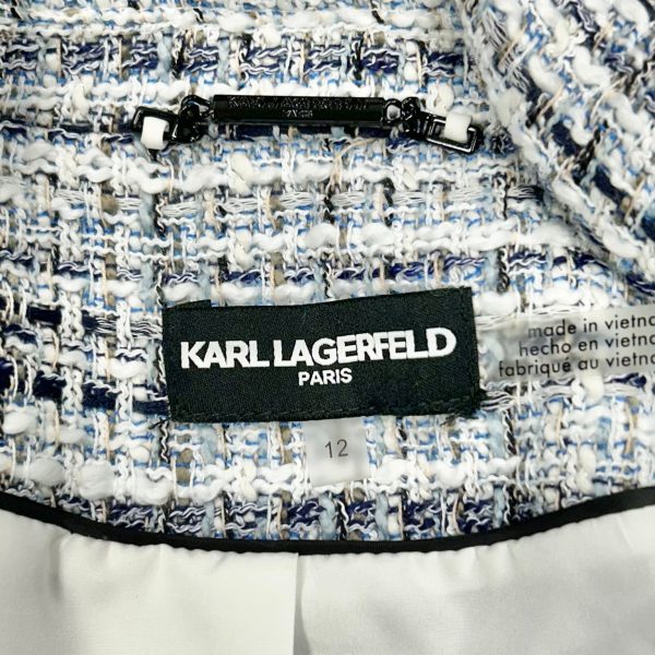 Blazer Designer By Karl Lagerfeld In Blue & White, Size: L Online Hot Sale