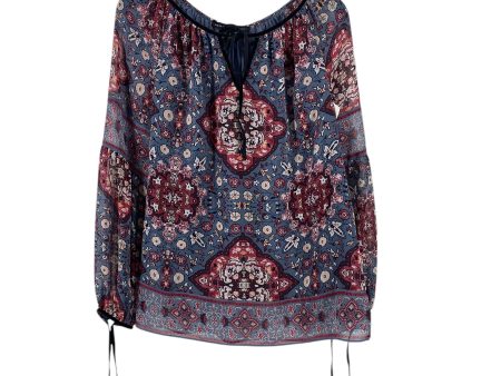 Top Long Sleeve By White House Black Market In Blue & Purple, Size: 4 For Discount