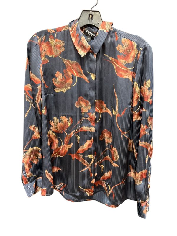 Blouse Long Sleeve By Express In Floral Print, Size: S For Discount