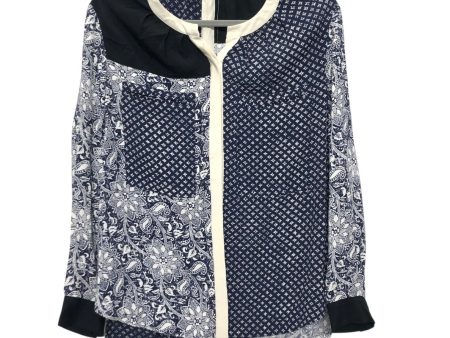 Blouse Ls By Rebecca Taylor In Blue & White, Size:6 For Discount