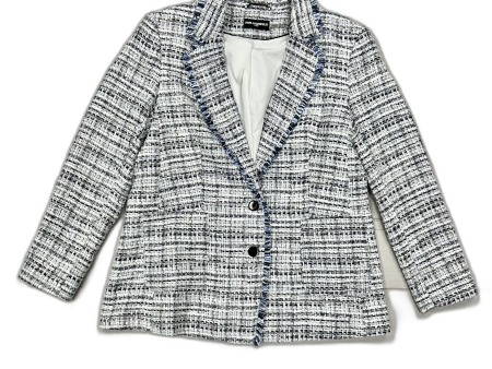 Blazer Designer By Karl Lagerfeld In Blue & White, Size: L Online Hot Sale