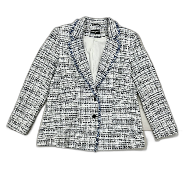 Blazer Designer By Karl Lagerfeld In Blue & White, Size: L Online Hot Sale