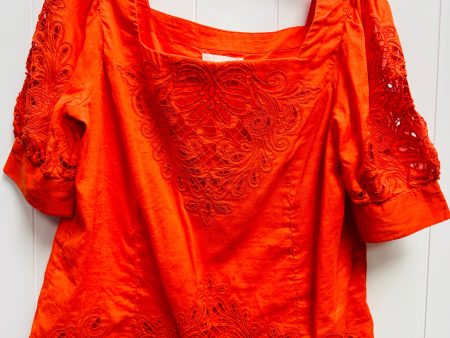 Top Short Sleeve By Anthropologie In Orange, Size: S on Sale