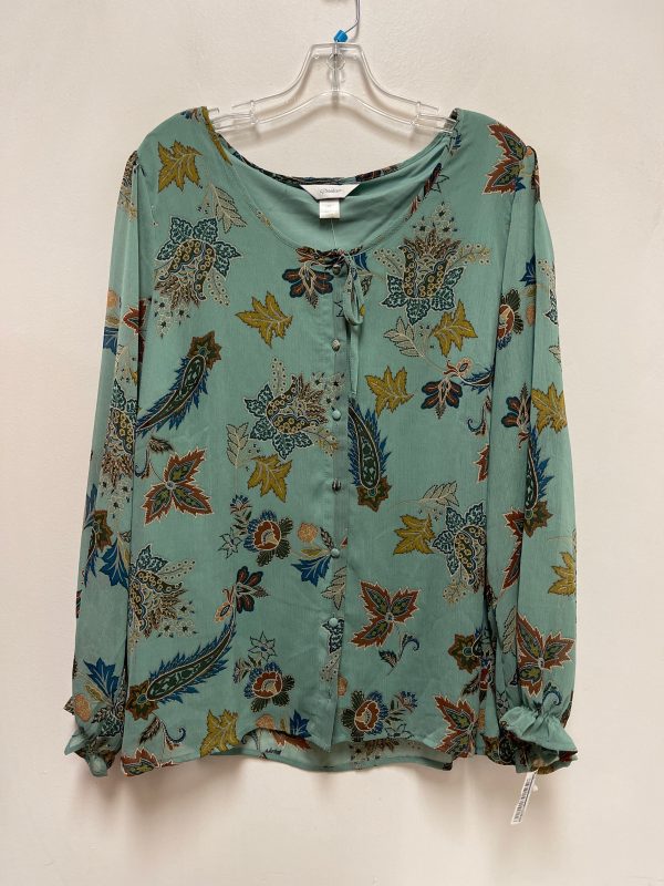 Blouse Long Sleeve By Cj Banks In Green, Size: 1x Sale