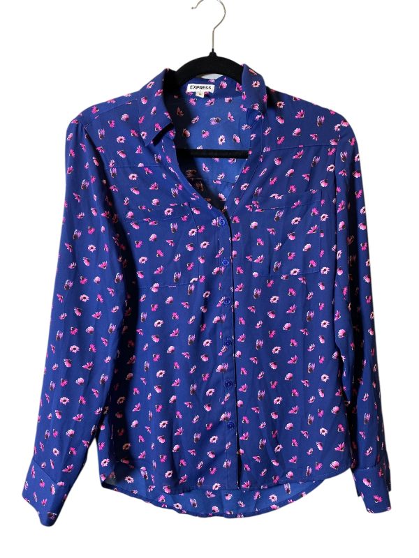 Blouse Long Sleeve By Express In Floral Print, Size: Xs Online Sale