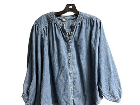 Blouse 3 4 Sleeve By Pilcro In Blue Denim, Size: M Hot on Sale