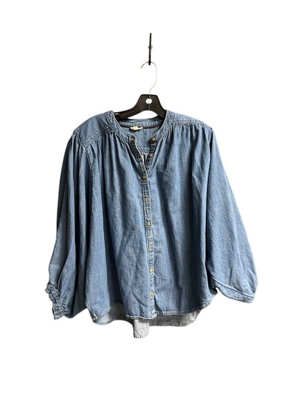 Blouse 3 4 Sleeve By Pilcro In Blue Denim, Size: M Hot on Sale