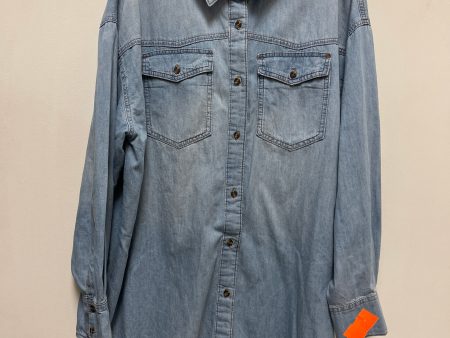 Blouse Long Sleeve By Sofia By Sofia Vergara In Blue Denim, Size: 2x Online now