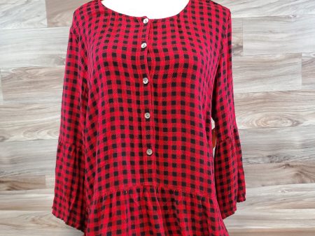 Top 3 4 Sleeve By J. Jill In Plaid Pattern, Size: M Fashion