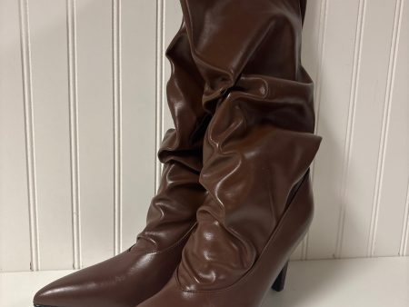 Boots Knee Heels By Clothes Mentor In Brown, Size: 10 Sale