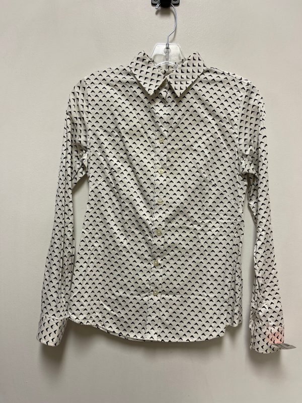 Blouse Long Sleeve By Banana Republic In White, Size: S Cheap