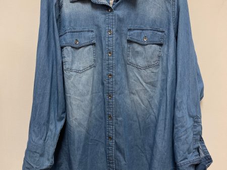 Blouse Long Sleeve By Torrid In Blue Denim, Size: 2x Online