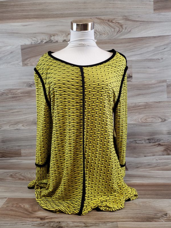 Top 3 4 Sleeve By Ali Miles In Black & Green, Size: L Sale