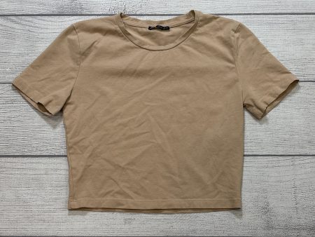 Top Short Sleeve Basic By Zara In Brown, Size: M on Sale