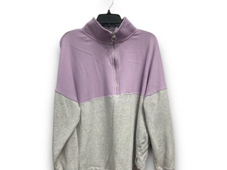 Athletic Top Long Sleeve Collar By Pink In Grey & Purple, Size: M Discount