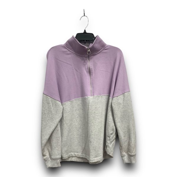 Athletic Top Long Sleeve Collar By Pink In Grey & Purple, Size: M Discount