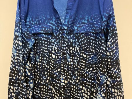 Blouse Long Sleeve By Clothes Mentor In Black & Blue, Size: Xl Hot on Sale