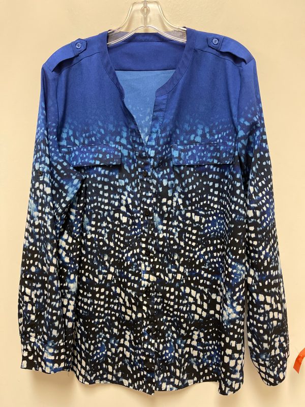 Blouse Long Sleeve By Clothes Mentor In Black & Blue, Size: Xl Hot on Sale