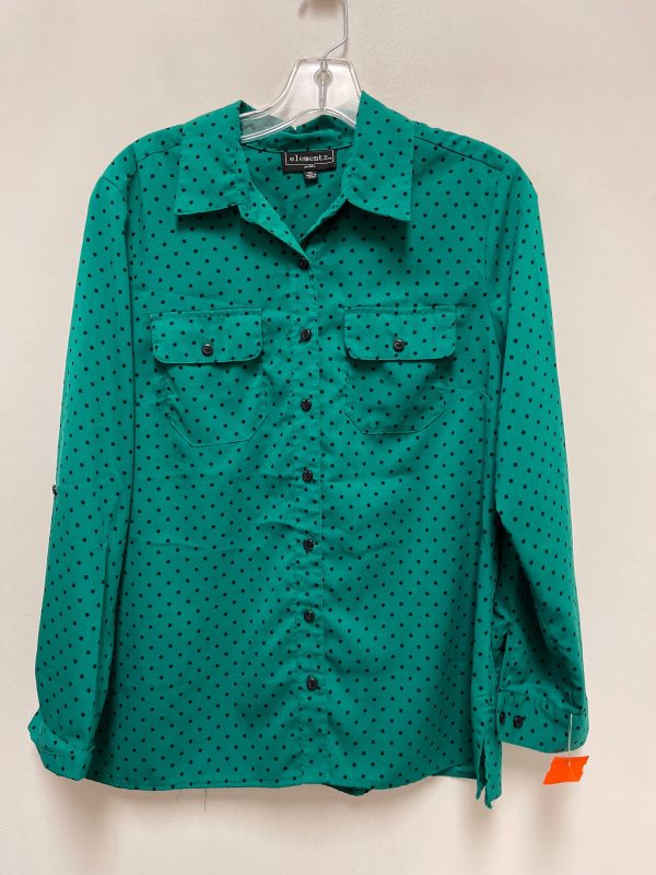 Blouse Long Sleeve By Elementz In Black & Green, Size: Lp Cheap