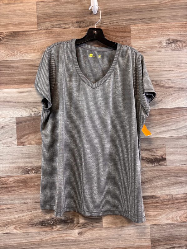 Athletic Top Short Sleeve By Xersion In Grey & White, Size: 1x Online Hot Sale